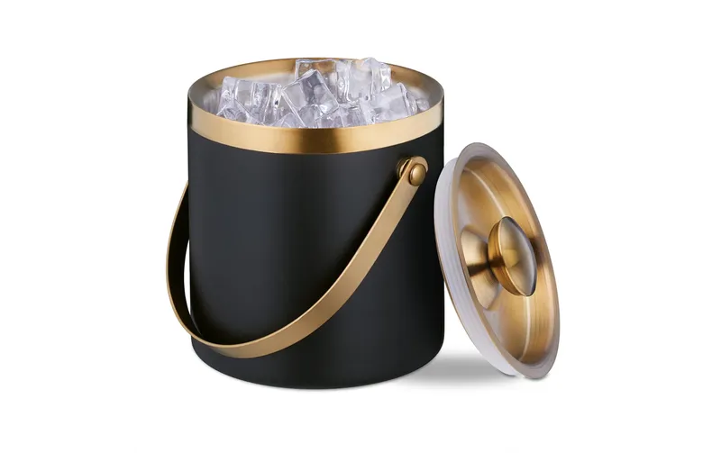 relaxdays Contenitore per cubetti di ghiaccio Nero/Oro