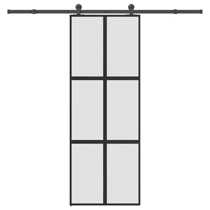 Schiebetür mit Beschlag 76x205 cm Hartglas & Aluminium