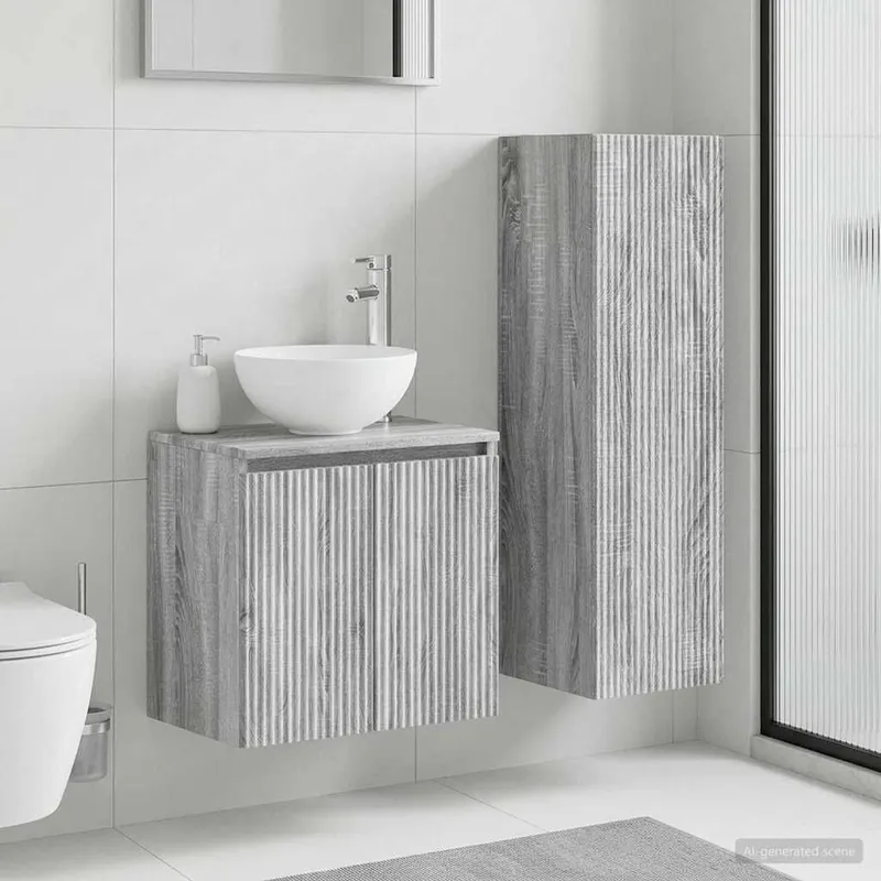 Badezimmermöbel-Set 2 stk. Grau Sonoma 33 x 34,5 x 100 cm
