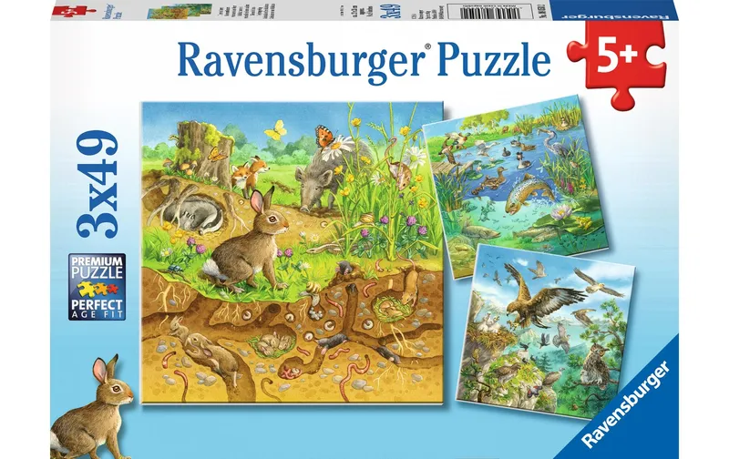Ravensburger Puzzle Tiere in ihren Lebensräumen 3 x 49 Teile