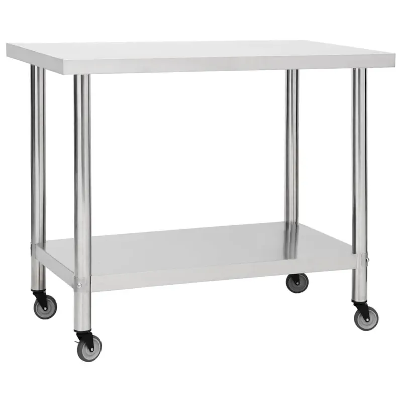 Küchen-Arbeitstisch con Rollen 100x30x85 cm acciaio inox