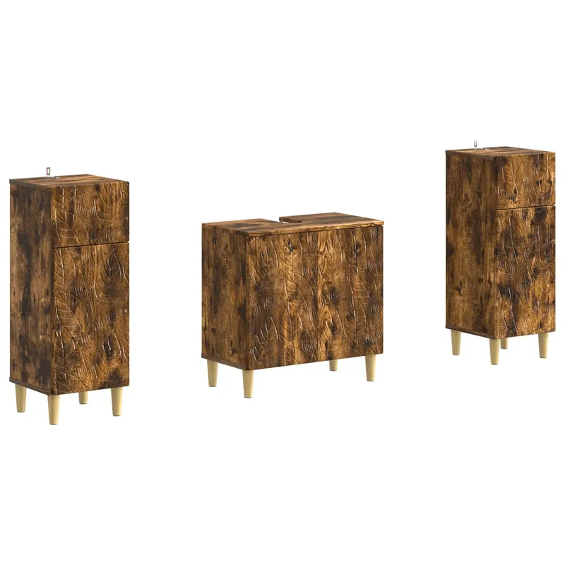 2-teiliges Badezimmer Schrank Set DELFT Raucheiche