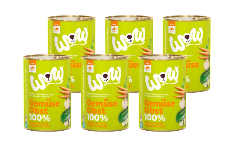 WOW Nassfutter 100% Gemüse & Obst, 6 x 400 g