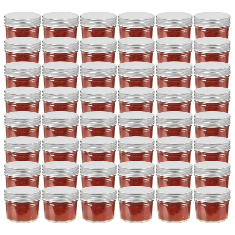 Marmeladengläser mit Silbernen Deckeln 48 Stk. 110 ml