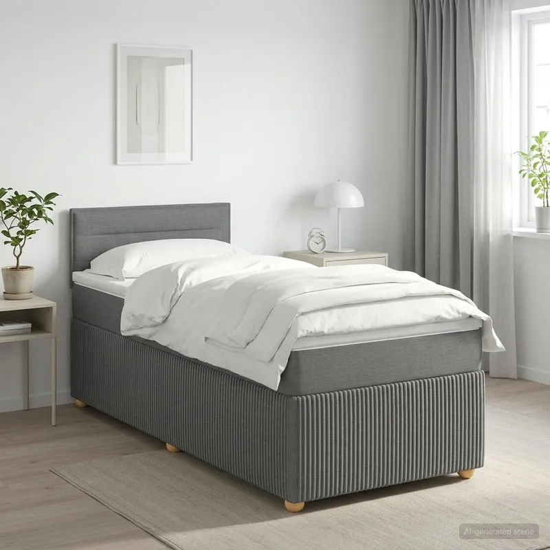 box spring bed mit Matratze Dunkelgrau 90 x 190 cm fabric
