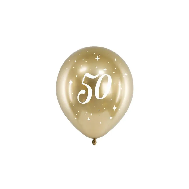 Partydeco PartyDeco Glossy Ballons 50, 6er-Set Gold