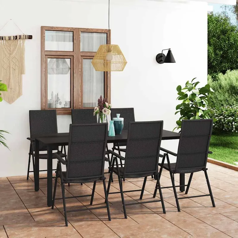 7-tlg. Garten-Essgruppe Schwarz