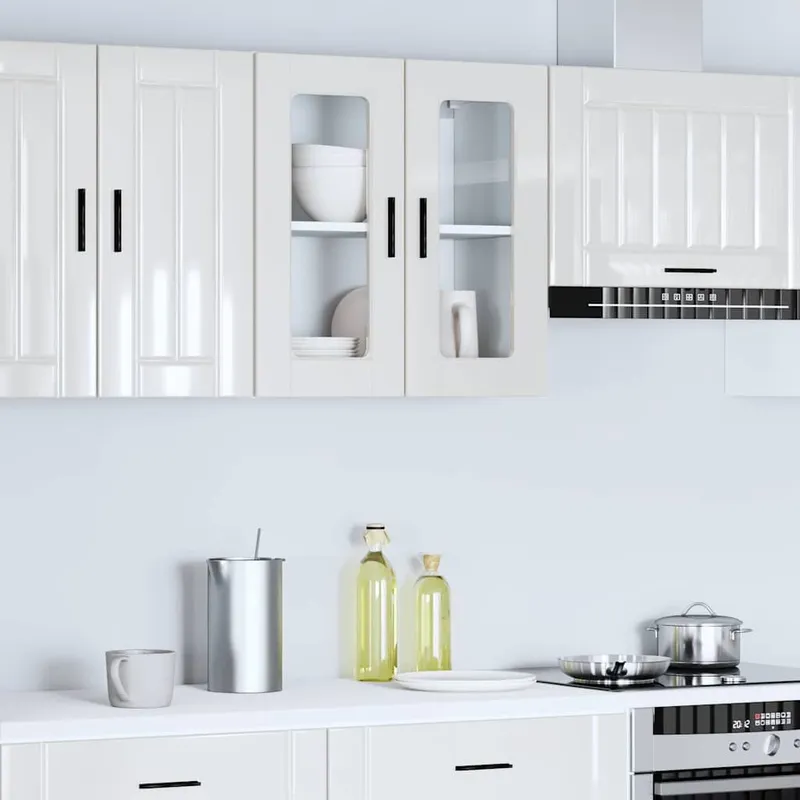 Küchen-Hängeschrank mit Glastür Porto Hochglanz-bianco