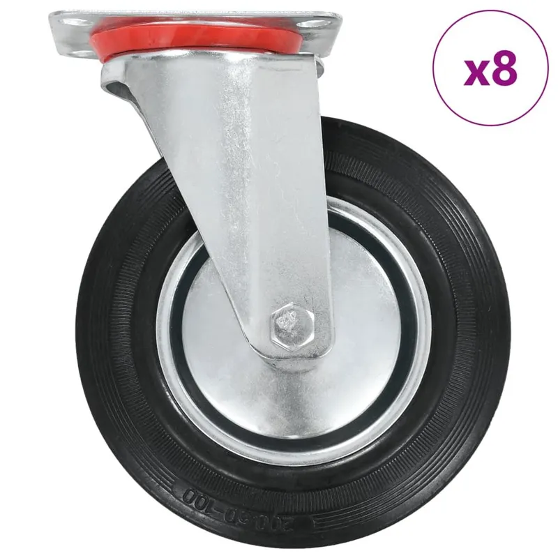 8 pcs Roulettes pivotantes 200 mm
