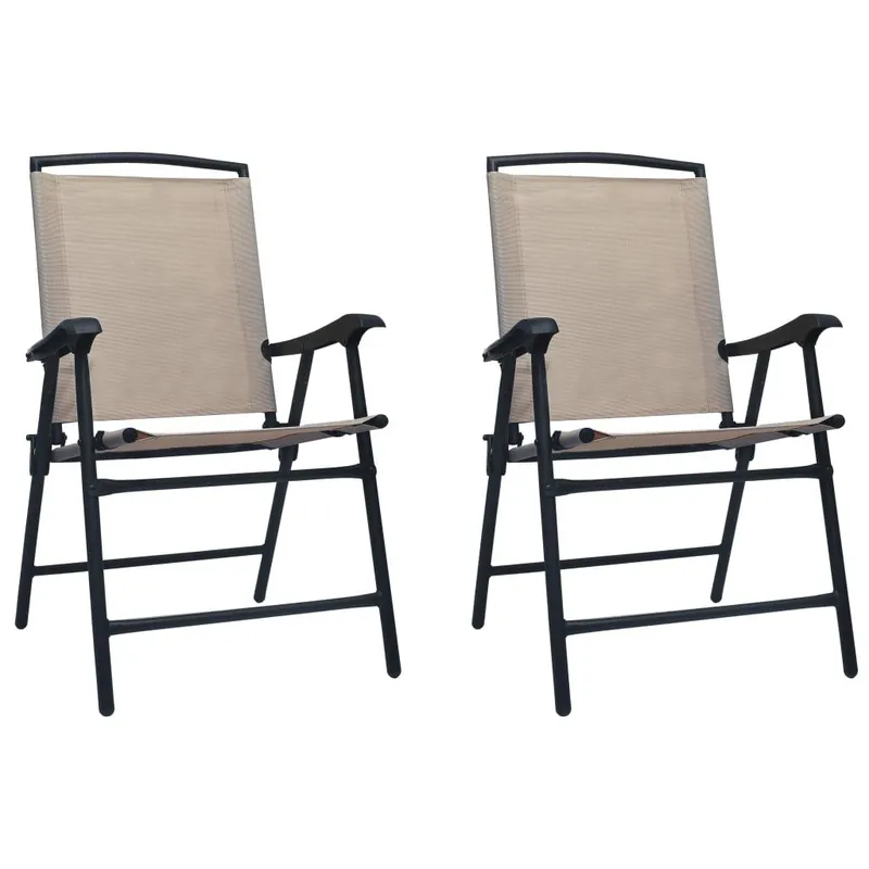 Klappstühle, 2 Stück, Textilene Taupe