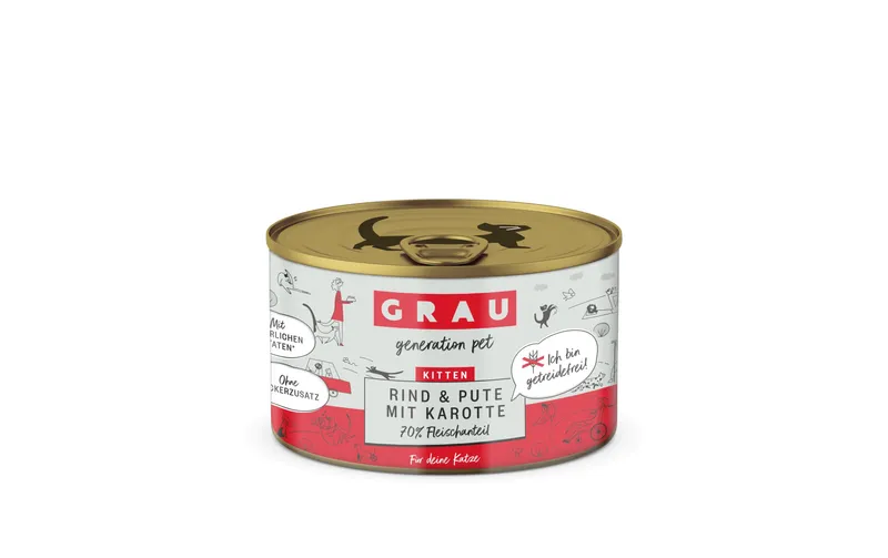 Grau Nassfutter Kitten Rind, Pute und Karotte 200 g