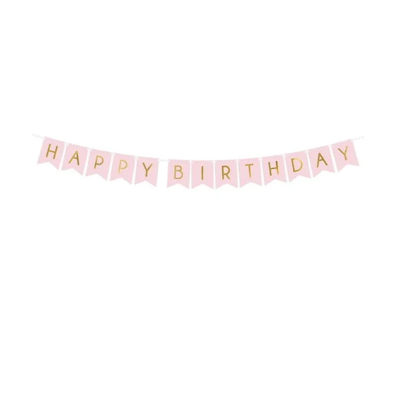 Partydeco Girlande Happy Birthday Hellrosa, 15 x 175 cm