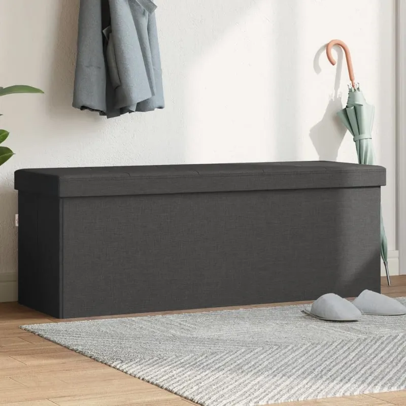Sitzbank con spazio di stoccaggio Faltbar grigio scuro Leinenoptik