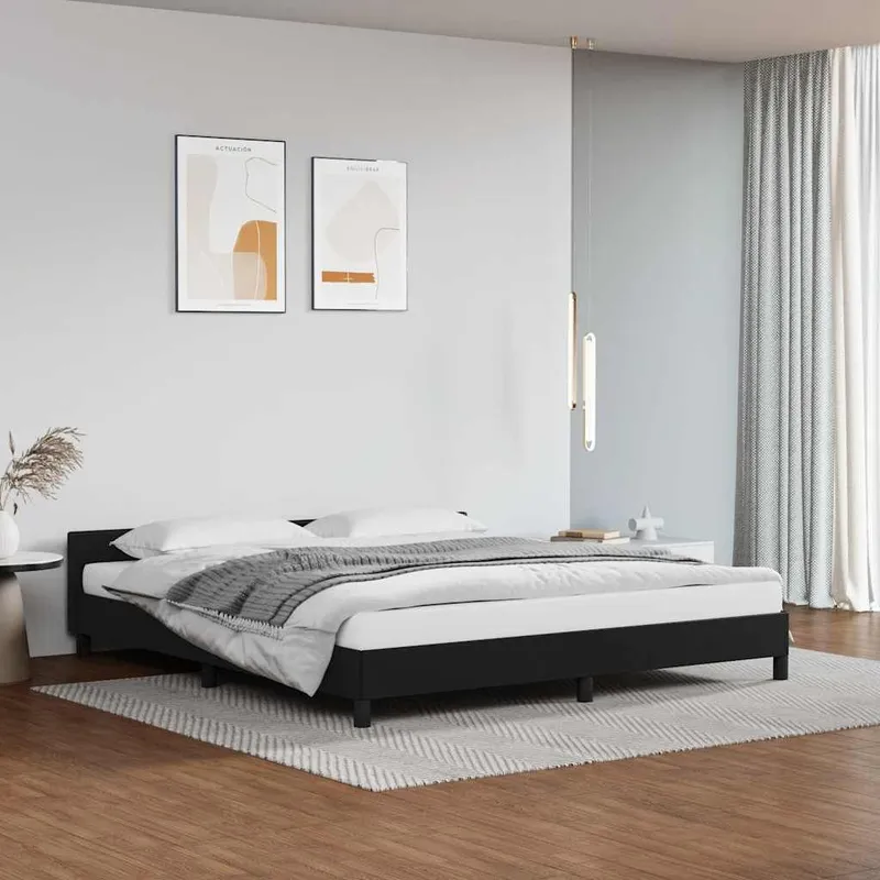 struttura letto con testiera senza materasso nero 180x200 cm
