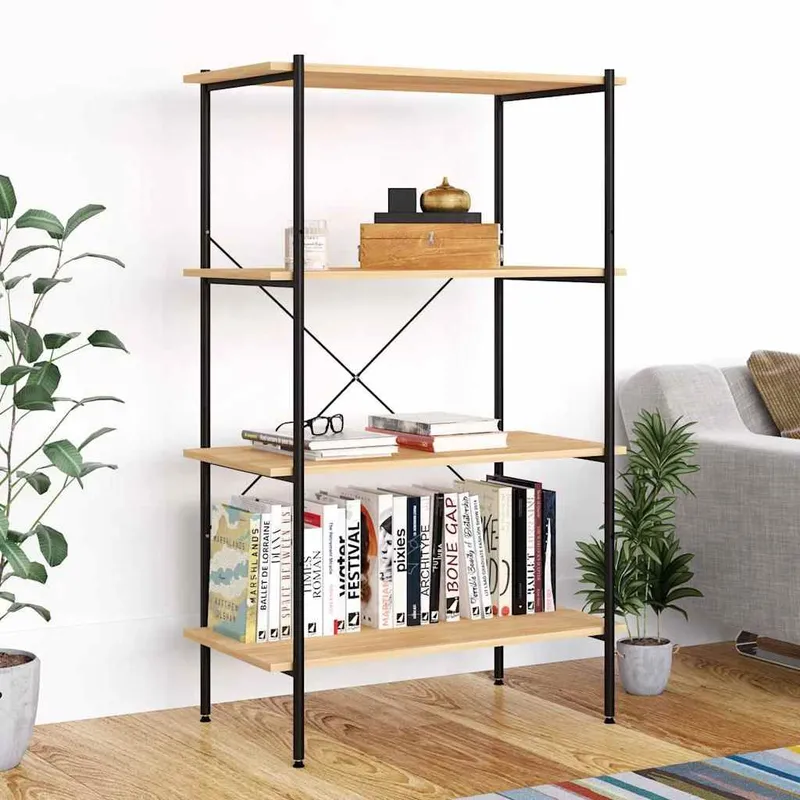 scaffale con 4 Böden nero e rovere-Optik 80x40x130 cm