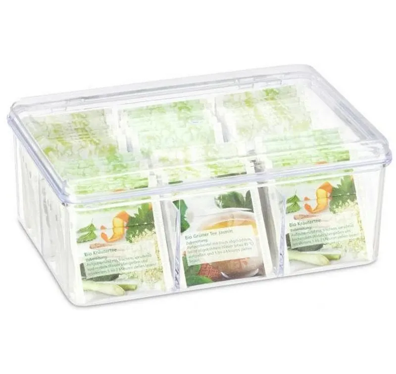 relaxdays Teebeutel-Box transparent