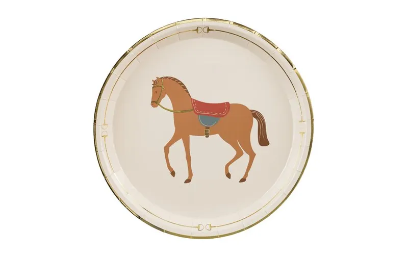 Partydeco Einwegteller Pferd, Beige, 23 cm, 6 pièces