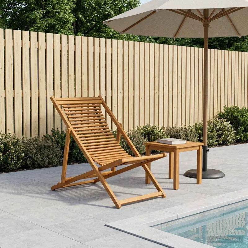 Chaise Longue 3 Position Bois d'eucalyptus massif Naturel