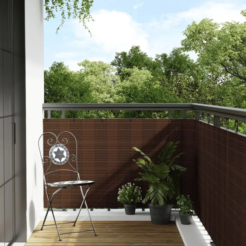 Balkon-frangivista marrone e nero 1000x100 cm Poly Rattan