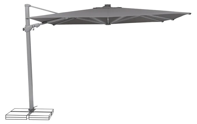 Suncomfort by Glatz Sonnenschirm Varioflex Solar LED, 300 x 300 cm, Steingrau
