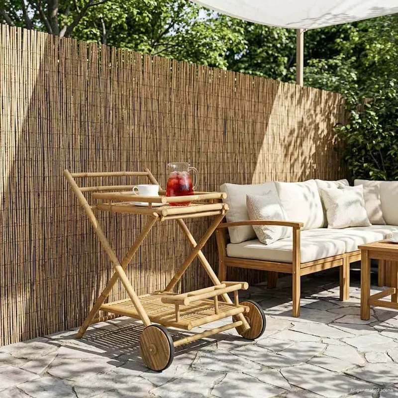 Servierwagen mit Rädern naturale 79 x 67,5 x 84 cm Bambus