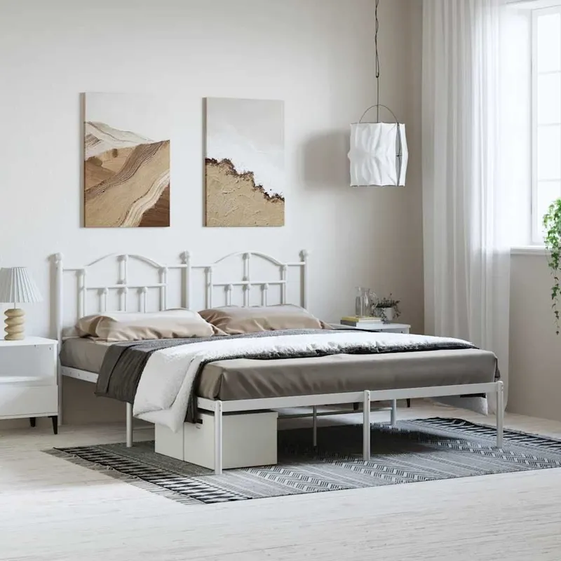 Bettgestell mit Kopfteil Metall bianco 183x213 cm