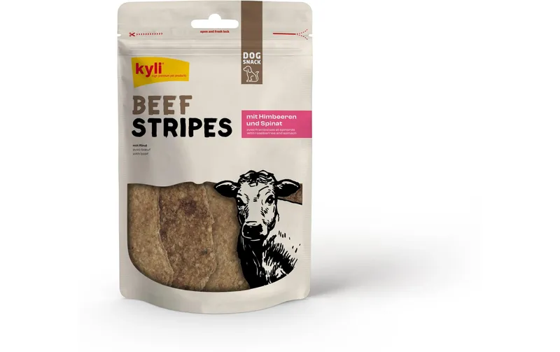 kyli Kausnack BeefStripes Himbeeren und Spinat 100 g