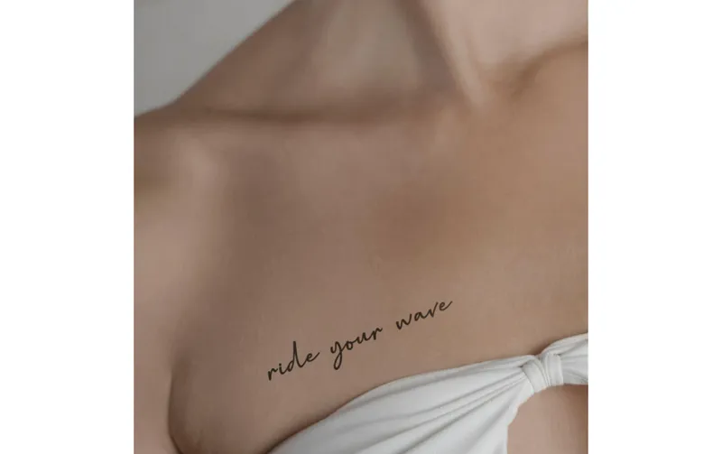 minink Tattoo Schrift ride your wave Grösse: L (1.9 cm x 9.0 cm)