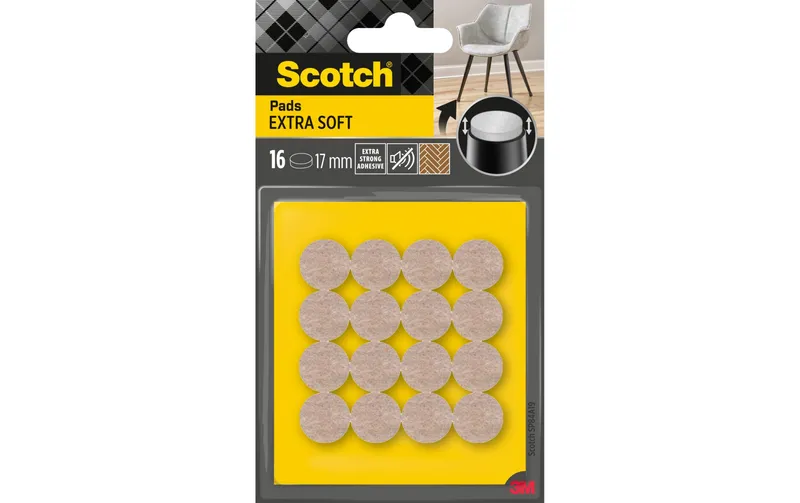 Scotch Filzgleiter Extra-Soft, Ø 17 mm, Beige, 16er Pack