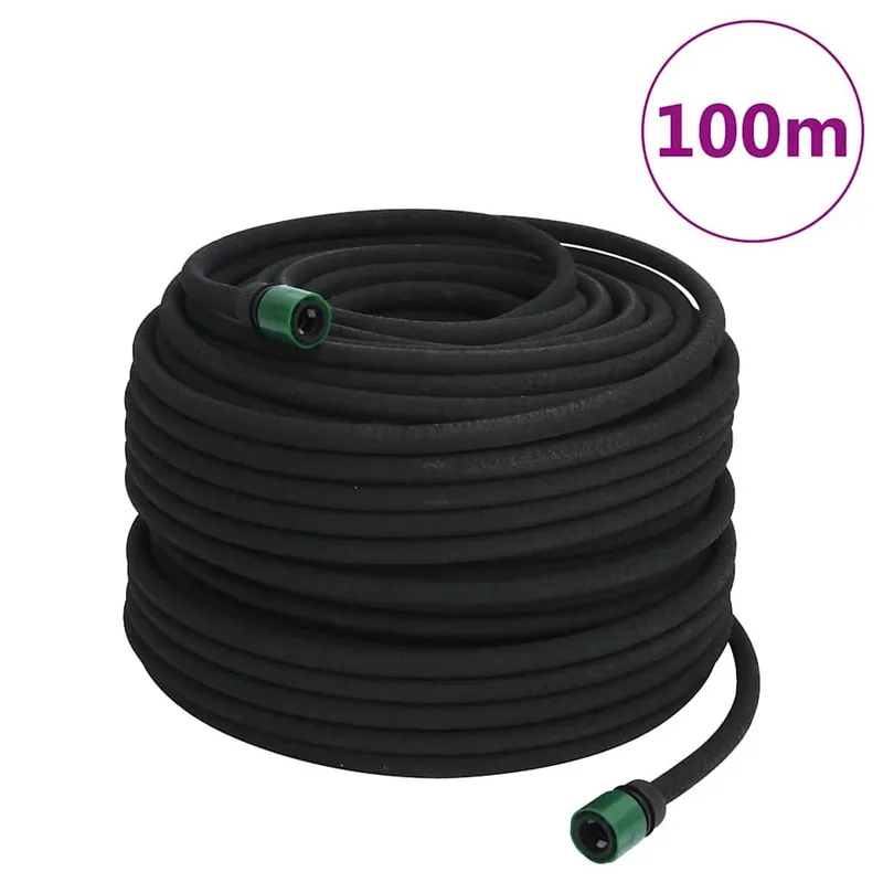 Tuyau d'arrosage de jardin noir 0,6" 100 m caoutchouc