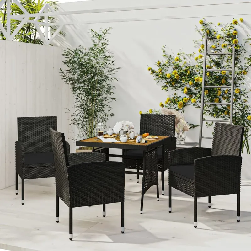 5-tlg. Garten-Essgruppe Poly Rattan nero