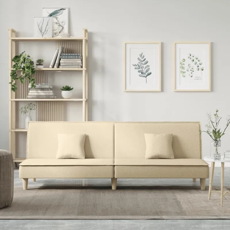 Schlafsofa Creme tessuto