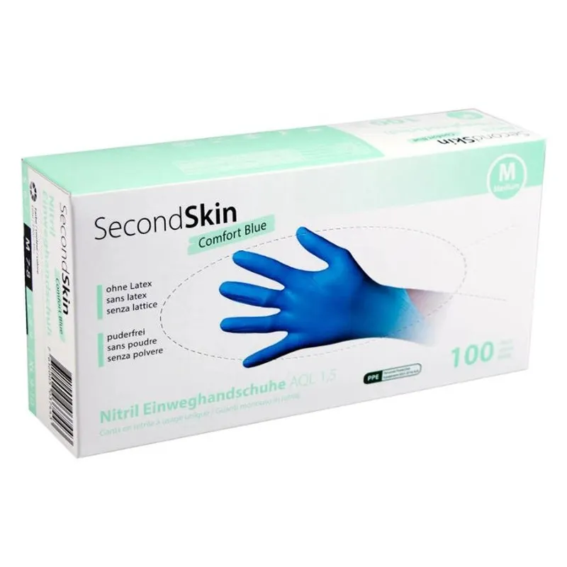 SecondSkin Einweghandschuh Nitril Comfort M, blu, 100 pezzi