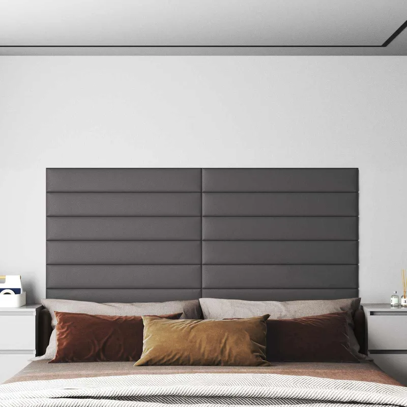 Tête de lit murale 12 pc 90 x 15 cm Gris tissu