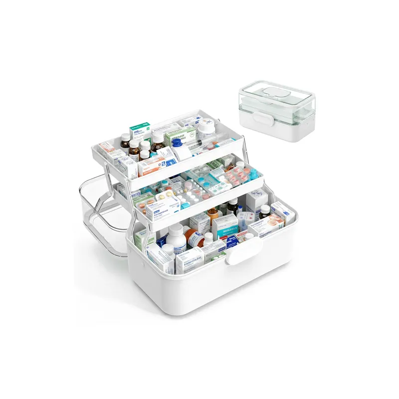 relaxdays Aufklappbare Medizinbox aus Kunsttissu blanc