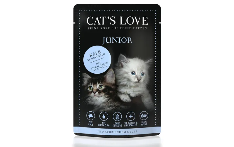 Cat's Love Nassfutter Junior Kalb, 85 g