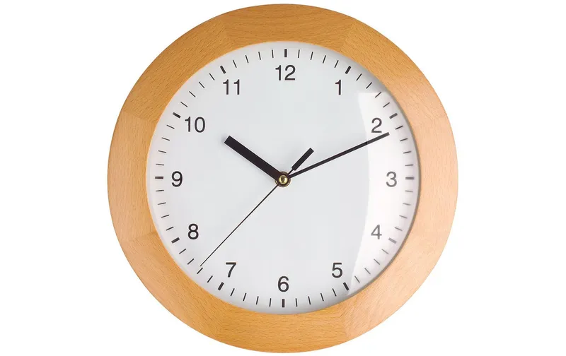 TFA Dostmann Funk-Wanduhr avec Rahmen en Buche 31 cm, Nature