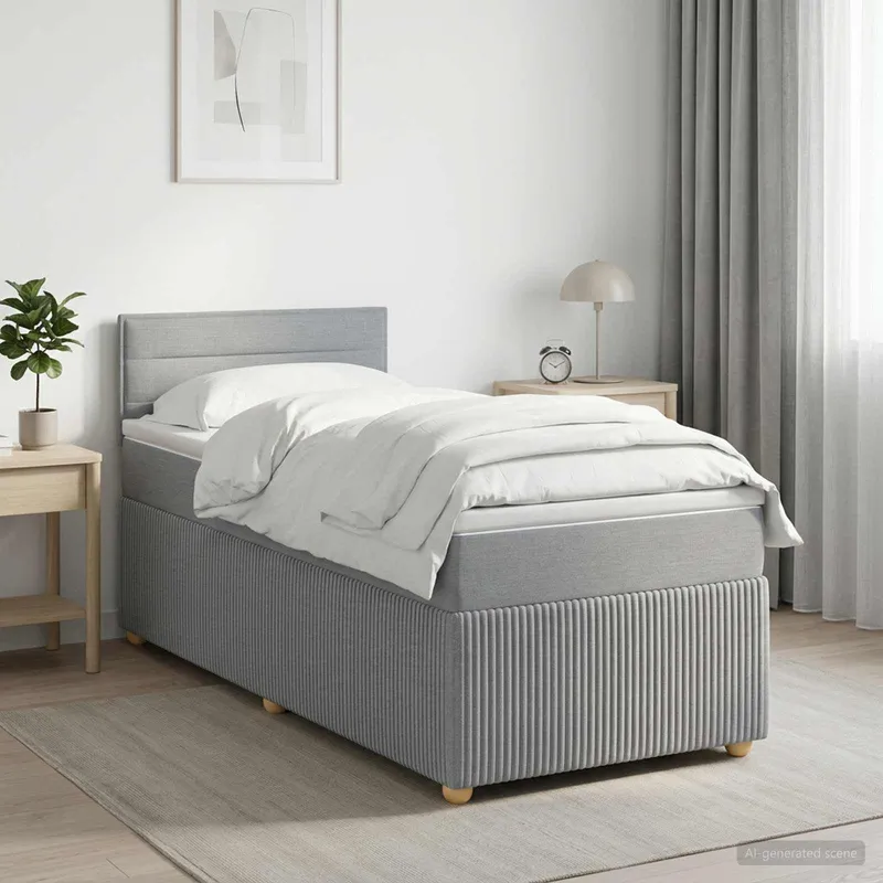 letto boxspring mit Matratze Hellgrau 80 x 200 cm tessuto