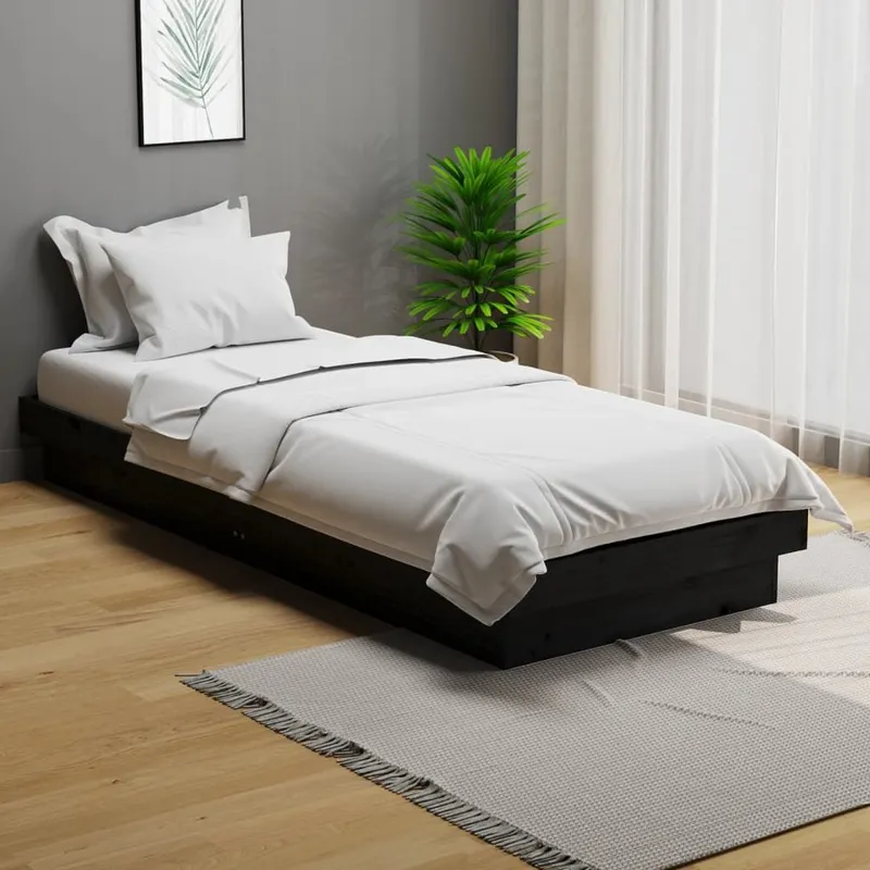 letto in legno massiccio senza materasso nero