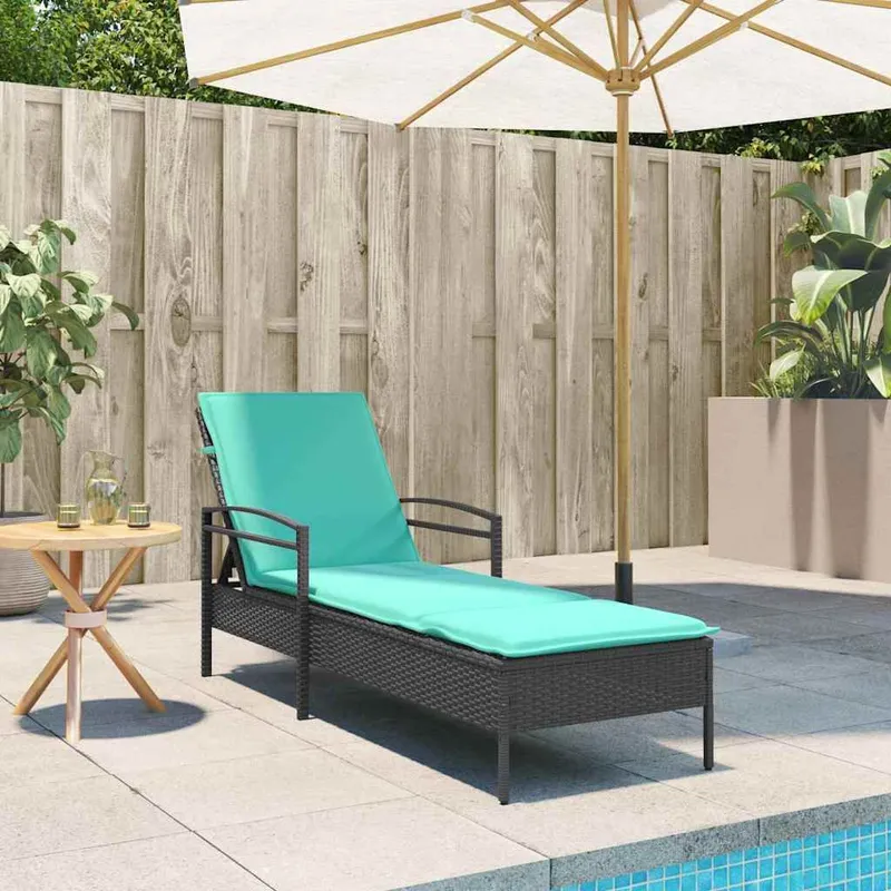 3-fach verstellbare Sonnenliege Poly-Rattan nero