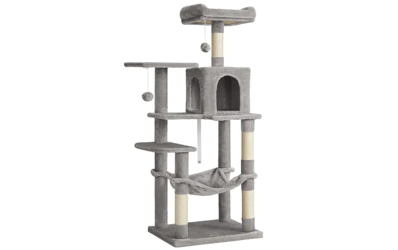 Feandrea Kratzbaum mit Hängematte, 143 cm, Grau/Beige