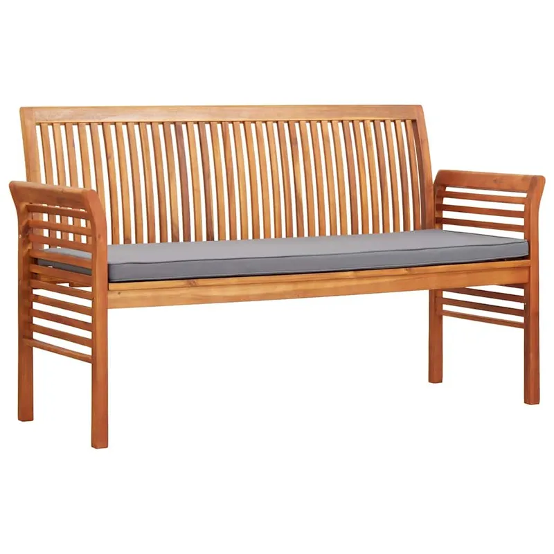 3-Sitzer Gartenbank mit Kissen 150 cm legno massiccio acacia