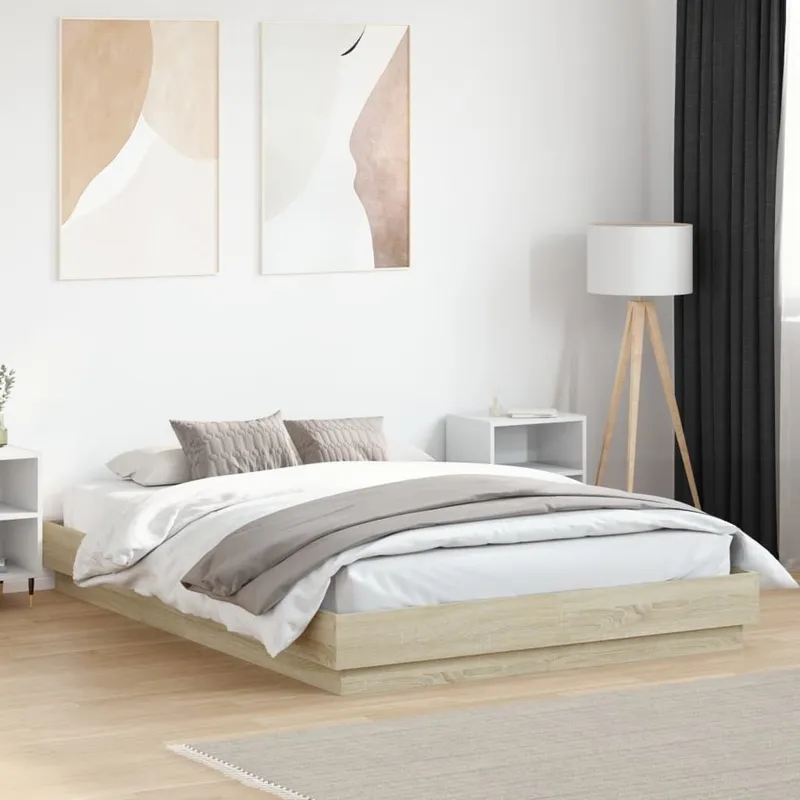 Struttura letto con LED rovere Sonoma 120x200 cm