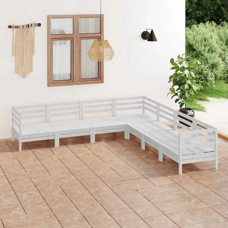 7-tlg. Garten-Lounge-Set legno massiccio pino bianco