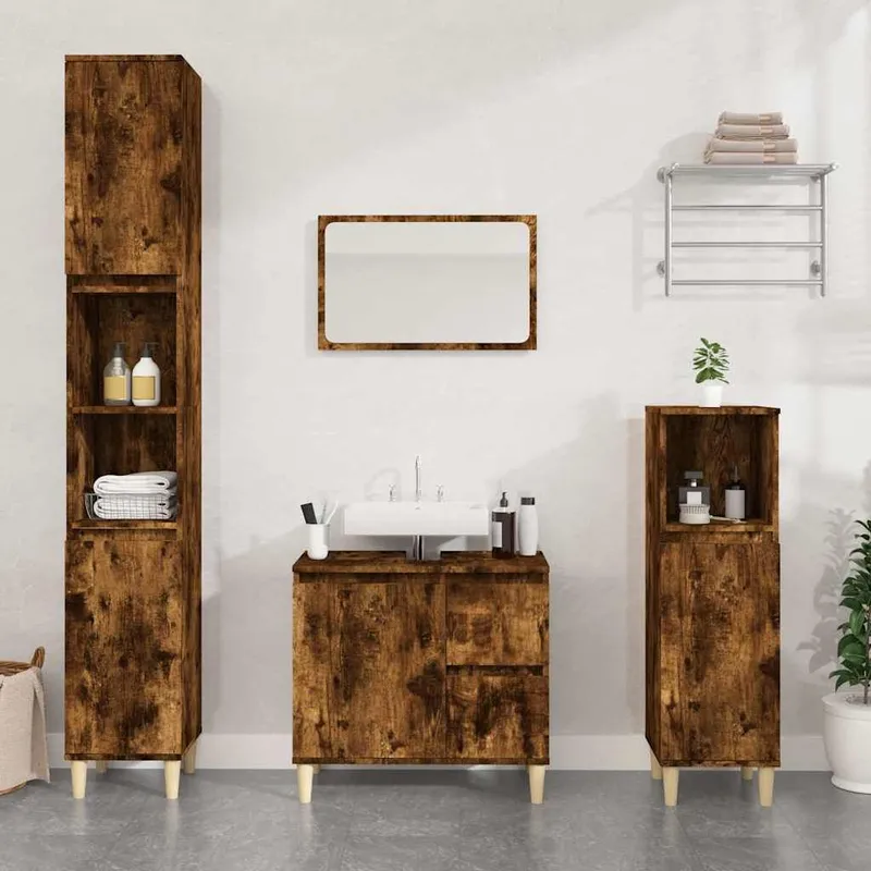 Badschrank Räuchereiche 65x33x60 cm derivato del legno