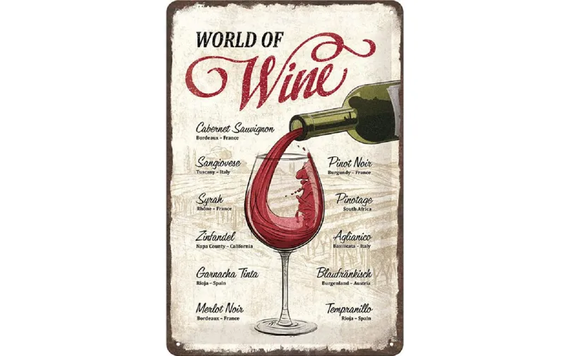 Nostalgic Art Schild World of Wine 20 x 30 cm, Metall