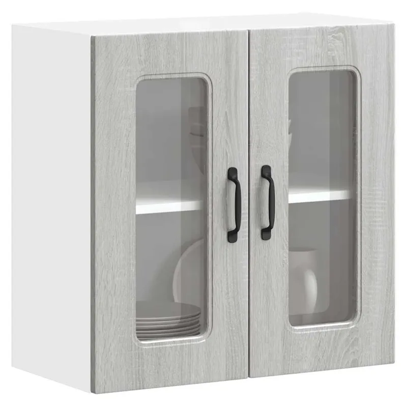 Küchen-Hängeschrank mit Glastür Kalmar grigio Sonoma derivato del legno