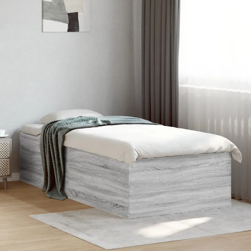 Bettgestell grigio Sonoma 90x190 cm derivato del legno