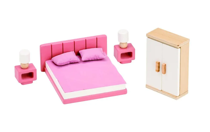 Spielba Holzspielwaren Puppenhausmöbel Schlafzimmer
