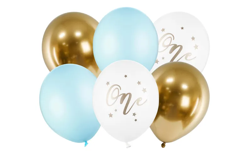 Partydeco Luftballon One Pastellblau Ø 30 cm, 6 pieces